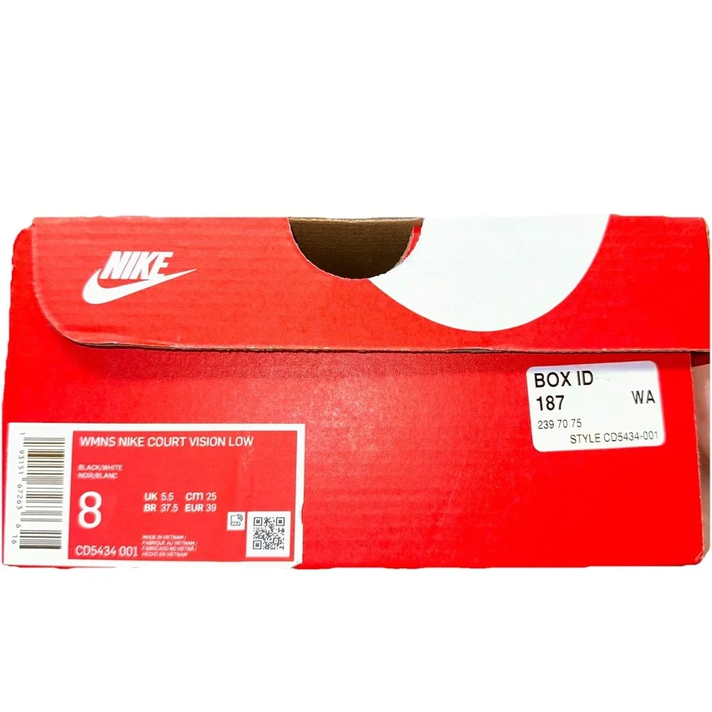 Nike Court Vision Low Black White‎ Sneaker Shoe Women's 8 New W/ Box (CD5434001)